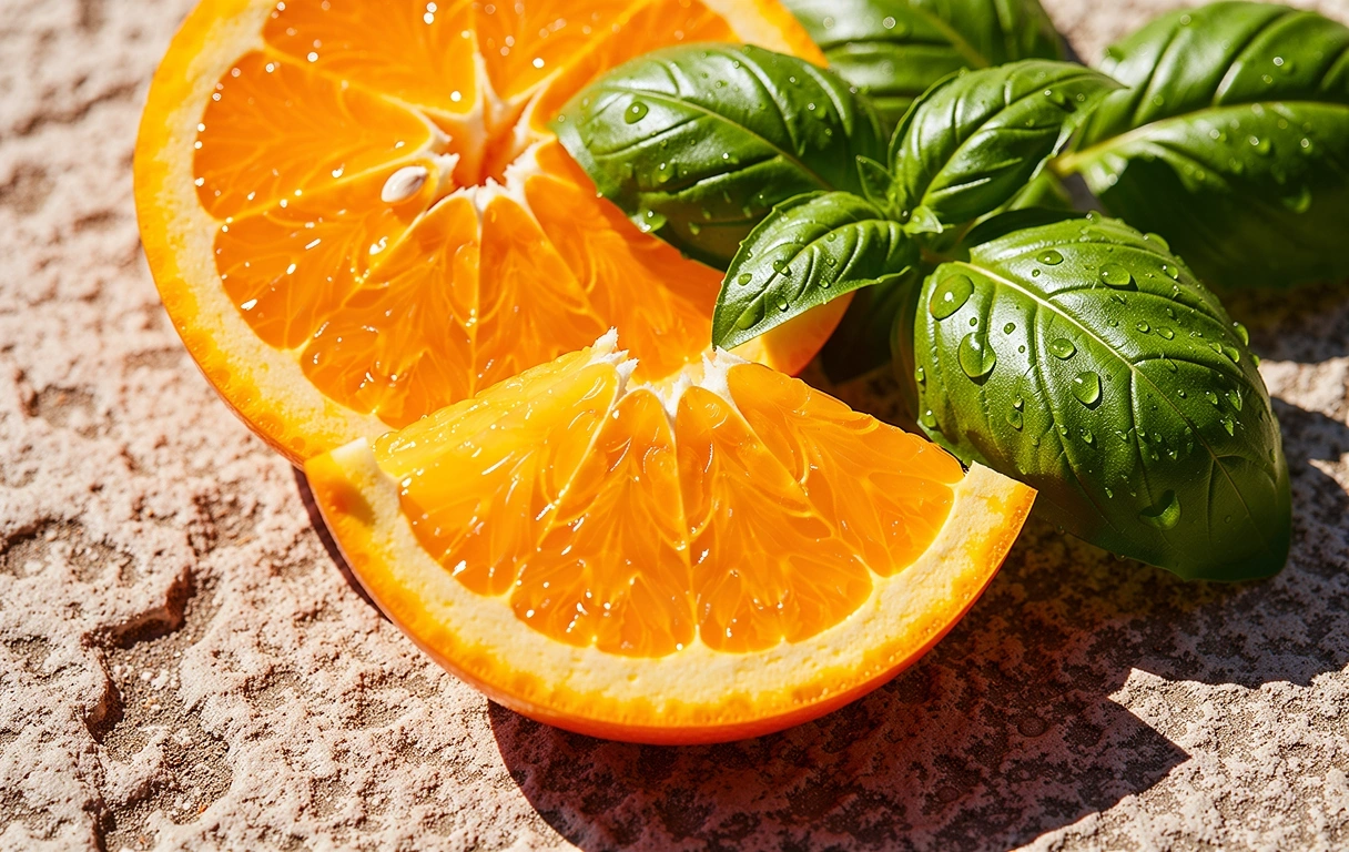 Materia prima di alta qualità: agrumi e basilico